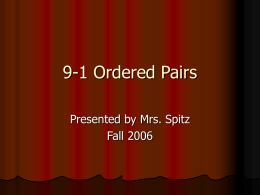9-1 Ordered Pairs