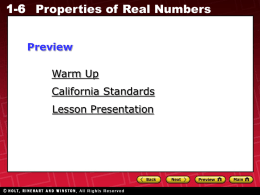 1-6 Properties of Real Numbers