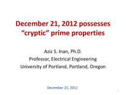 December 21, 2012 possesses a “cryptic” numerical property