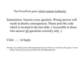 The PowerPoint game which contains Arithmetic