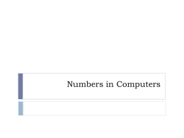 Numbers in Computers - FSU Computer Science