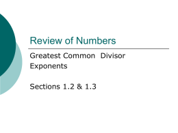 Review of Numbers