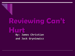 Reviewing Cant Hurt