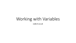 Working with variables ppt