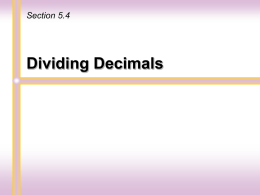Chapter 5: Decimals