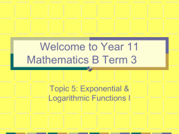 Welcome to Year 11 Mathematics B