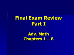 Final Exam I, PPT Review