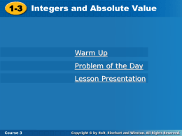 1-3 Integers and Absolute Value