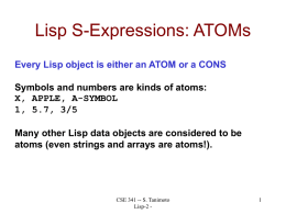 Lisp S-Expressions: ATOMs