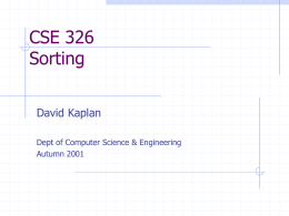 CSE 326 Sorting