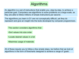 Algorithms - The Maths Orchard