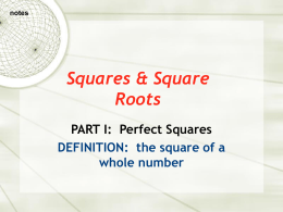 PERFECT SQUARES & SQUARE ROOTS