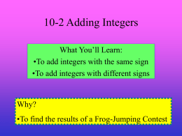 10-2 Adding Integers