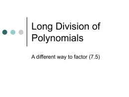 Long Division of Polynomials 1