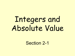 Integer and Absolute value notes