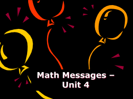 Unit 4 Math Messages Grade 5