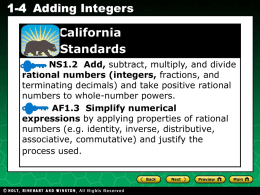 Ch 1-4 Adding Integers