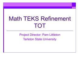 TEA Update for TASM - Tarleton State University
