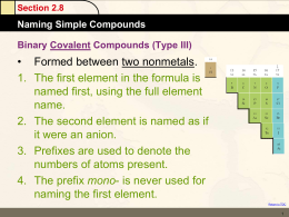 Section 2.8 Naming Simple Compounds