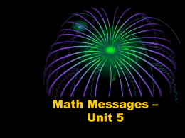 Unit 5 Math Messages Grade 5