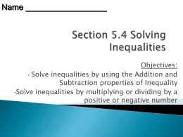 6-1 Addition and Subtraction Inequalities