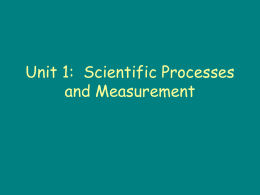Unit 1: Scientific Processes and Measurement
