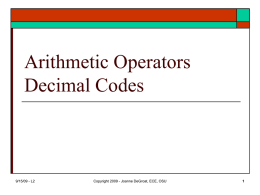 Lectures/Lect 2 - Arith op and codes