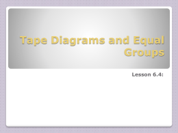 Tape Diagrams and Equal Groups Lesson 6.4: Guided Exploration