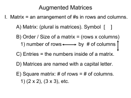Notes Augmented Matrices