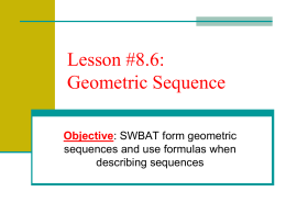 8.6 Geometric Sequences