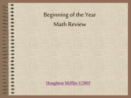 Beginning of the Year Math Review