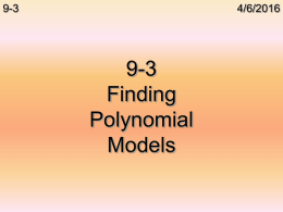 9-3 - Finding Polynomial Models