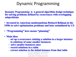 Chapter 8: Dynamic Programming