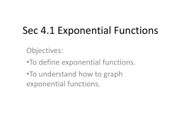 Sec 4.1 Exponential Functions