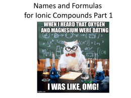 Names and Formulas for Ionic Compounds