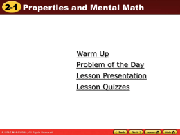 Properties and Mental Math
