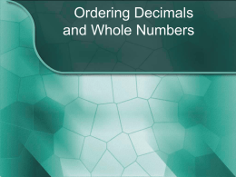 Comparing and Ordering Decimals and Whole Numbers