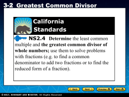 greatest common divisor (GCD)