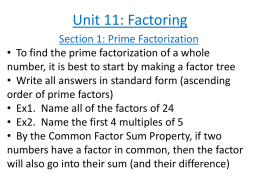 Unit 11: Factoring