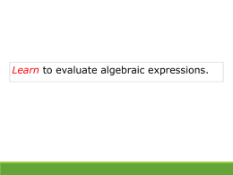 Evaluating Algebraic Expressions PPT