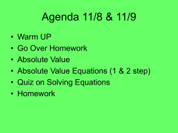 Agenda 11/8 & 11/9