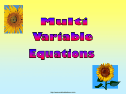 Multi Variable Equations