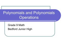 Polynomials and Polynomial Operations