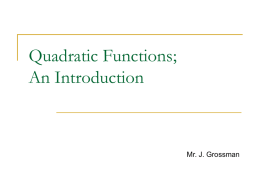 Quadratic Functions