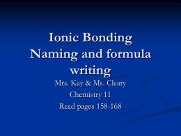 Ionic Bonding & Naming