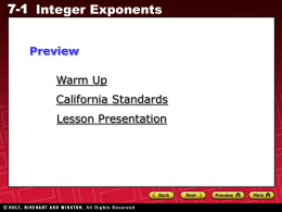 7-1 Integer Exponents