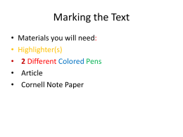 Marking the Text - PPT Presentation