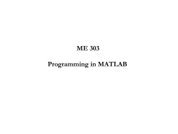 Programming in MATLAB