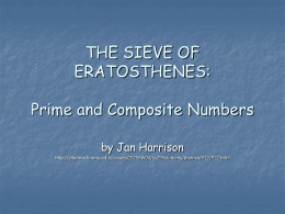 THE SIEVE OF ERATOSTHENES: Prime and