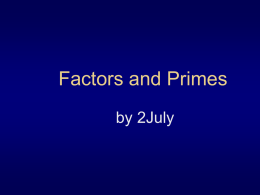 Factors and Primes - 2July